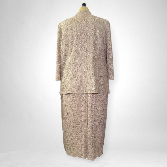 SLNY SL Fashions 2-Pc. Champagne Lace Jacket & Midi Dress Set, NWT! Size 20W - Picture 5 of 10